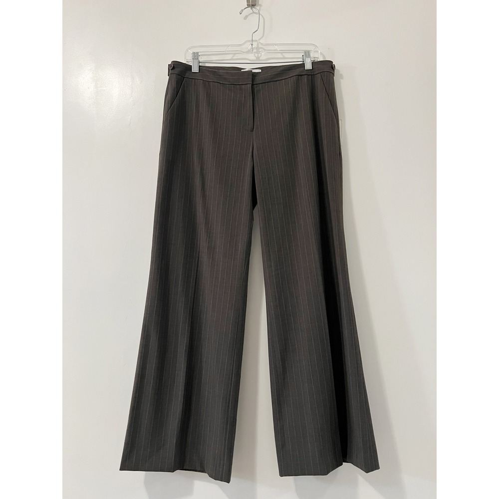 Calvin Klein Pinstripe Career Wide Leg Pants Trousers‎ Office Business Women's